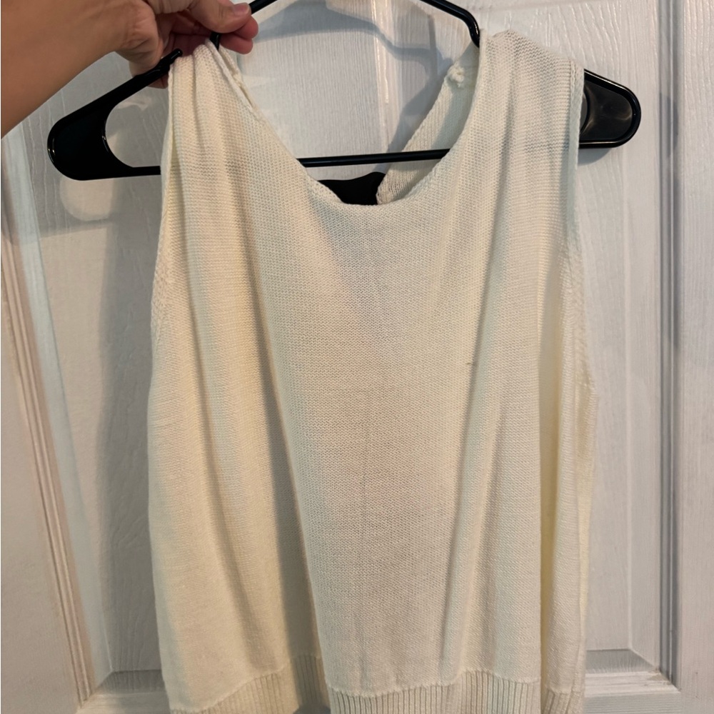 Women's Cream Sleeveless Knit Top